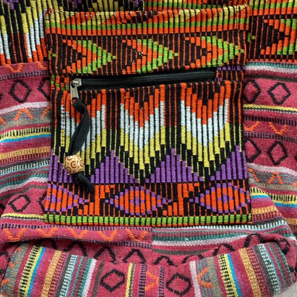 Colorful Tribal Bucket Hobo Boho bag 100% cotton - Picture 4 of 11